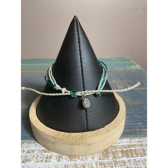 Pura Vida Teal & Beige Braided Bracelet With Charm - Picture 5 of 5